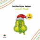 17-inch Grinch head mylar balloon with festive design on a white background