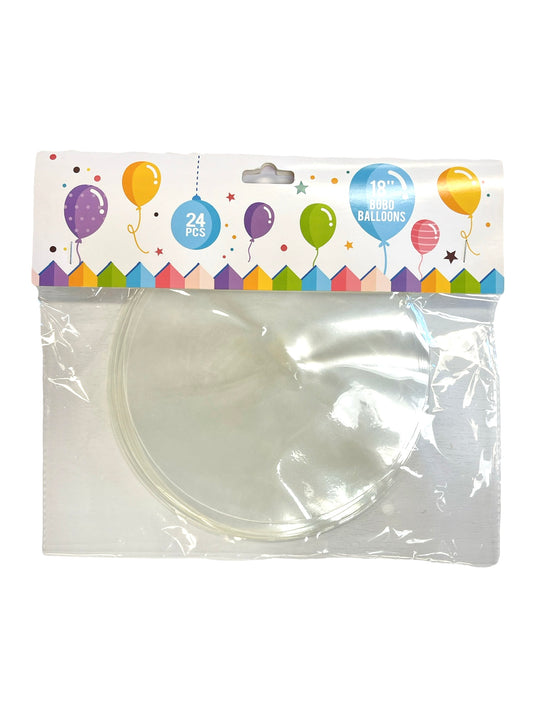 18" Clear BOBO Balloons | 24 Pcs