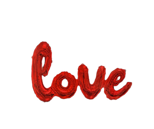 22" (Hand Held) Air-Filled Foil Cursive "Love" Balloon Sign- Red