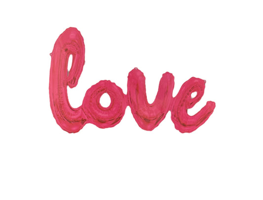 22" (Hand Held) Air-Filled Foil Cursive "Love" Balloon Sign- Hot Pink