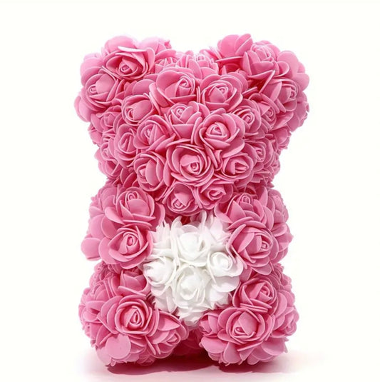 Artificial Rose Bear- Pink - 9 inch