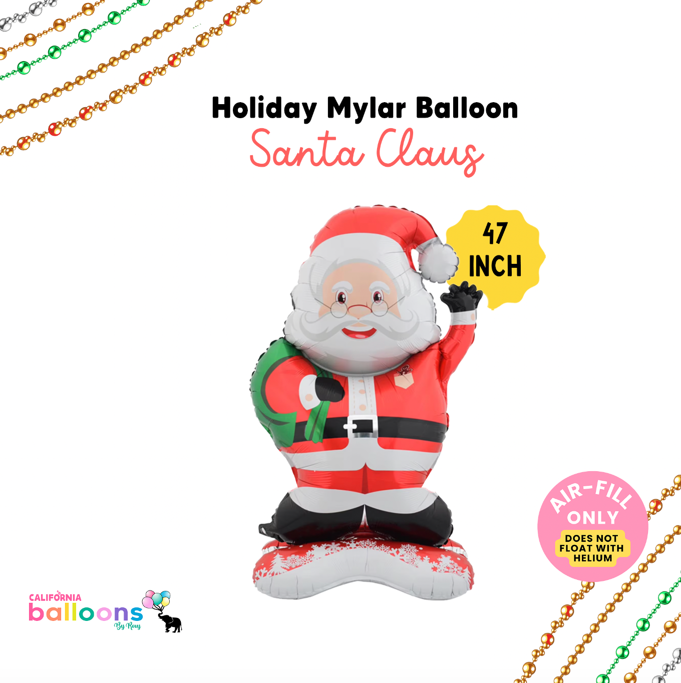 SANTA CLAUS BALLOON, CHRSITMAS BALLOONS AIR FILL BALLOON 