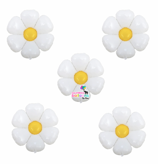 12" Mini White & Yellow Mylar Flower Balloons - 5 PC PACK (AIR-FILL ONLY)