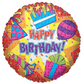 36" Jumbo Happy Birthday Colorful iridescent Circle Balloon