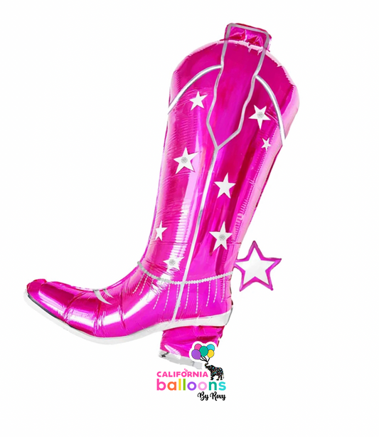 Pink Cowgirl Boot Shape Mylar Balloon- PINK 1 PC - 34 inch - AIR-FILL ONLY