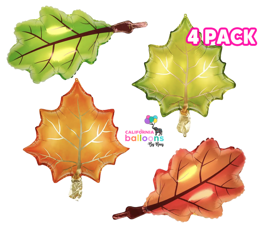 Leaf Shape Mylar Balloon Pack - 4 PC -18 inch