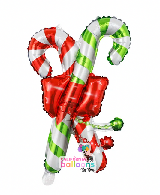 23" Candy Canes tied together Shape Mylar Balloon - AIR-FILL ONLY