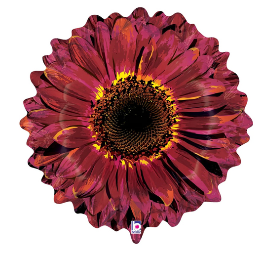 24" Sunflower Shape Foil Balloon- Burgundy