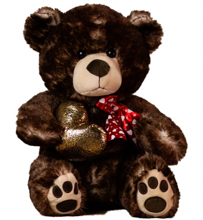 17" Stuffed Plush Heart Bear - Dark Brown | [Large Size]