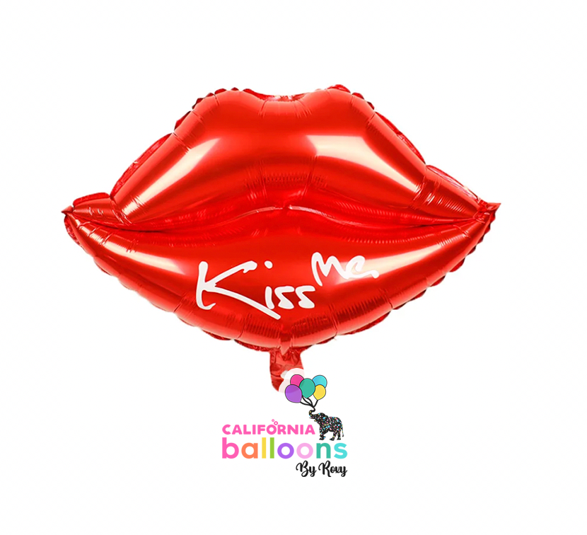 17" Lip Shape "Kiss Me" Mylar Foil Balloon - RED