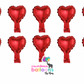 5" Mini Heart Shape Mylar Balloon - AIR-FILL ONLY - 10 PC Pack - RED