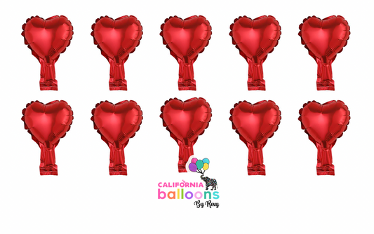 5" Mini Heart Shape Mylar Balloon - AIR-FILL ONLY - 10 PC Pack - RED