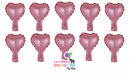 5" Mini Heart Shape Mylar Balloon - AIR-FILL ONLY - 10 PC Pack - Light Pink