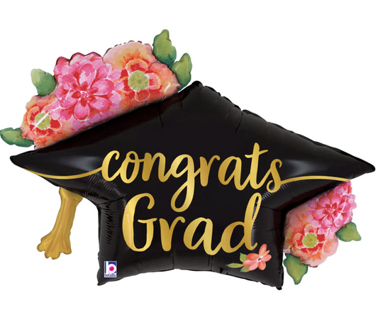 31" Floral Congrats Grad Cap