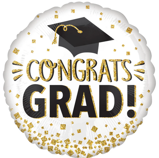 28" Jumbo Congrats Grad Confetti Round Shape Mylar