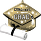 25" Congrats Grad Gold Diploma & Cap Mylar
