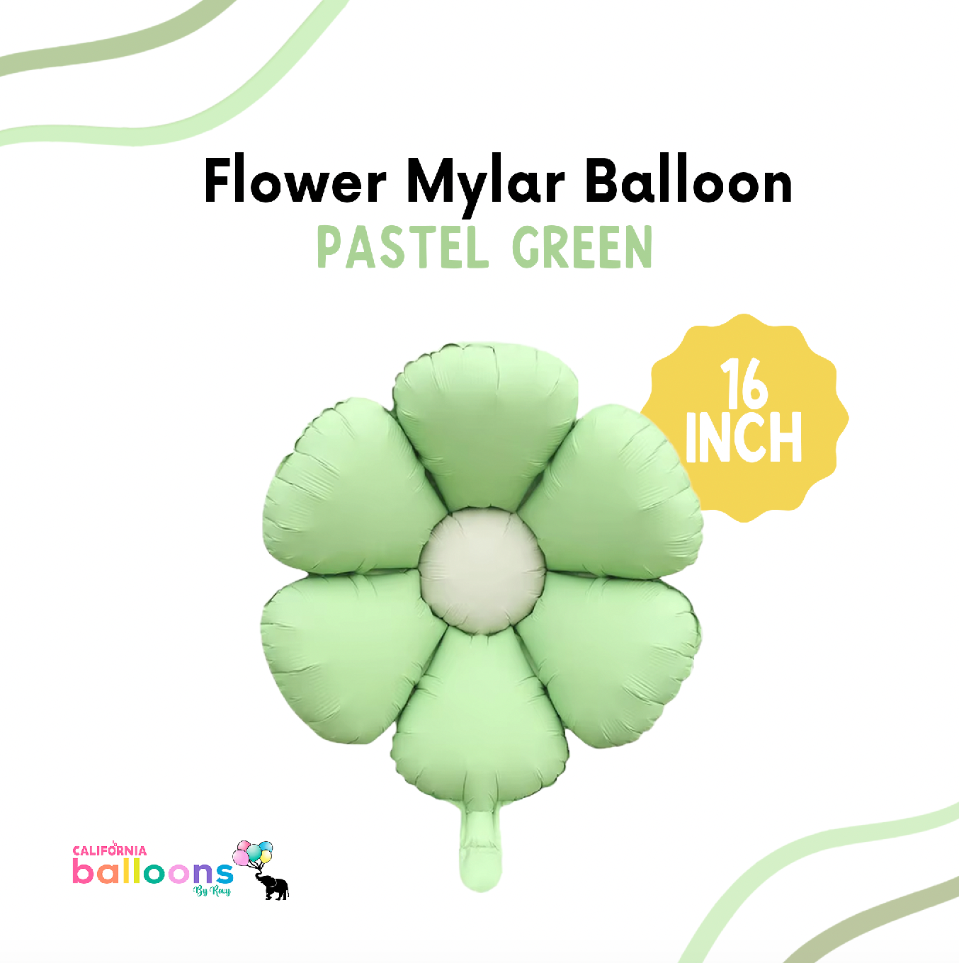 16" Pastel Green Flower Balloon (AIR-FILL ONLY)