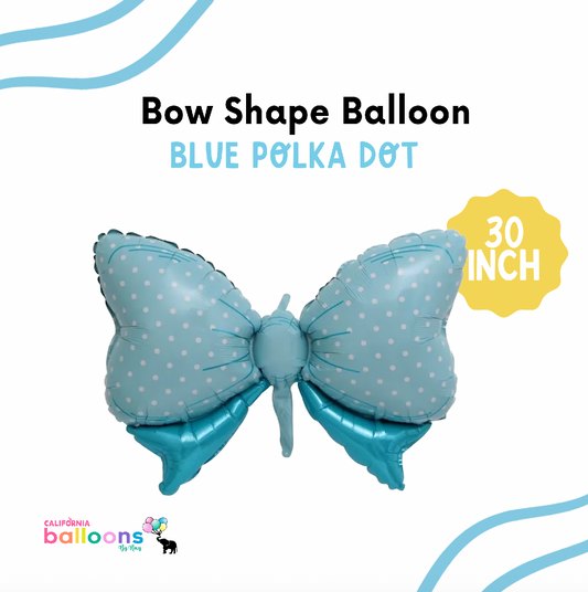 30" Polka Dot Blue Bow Shape Balloon