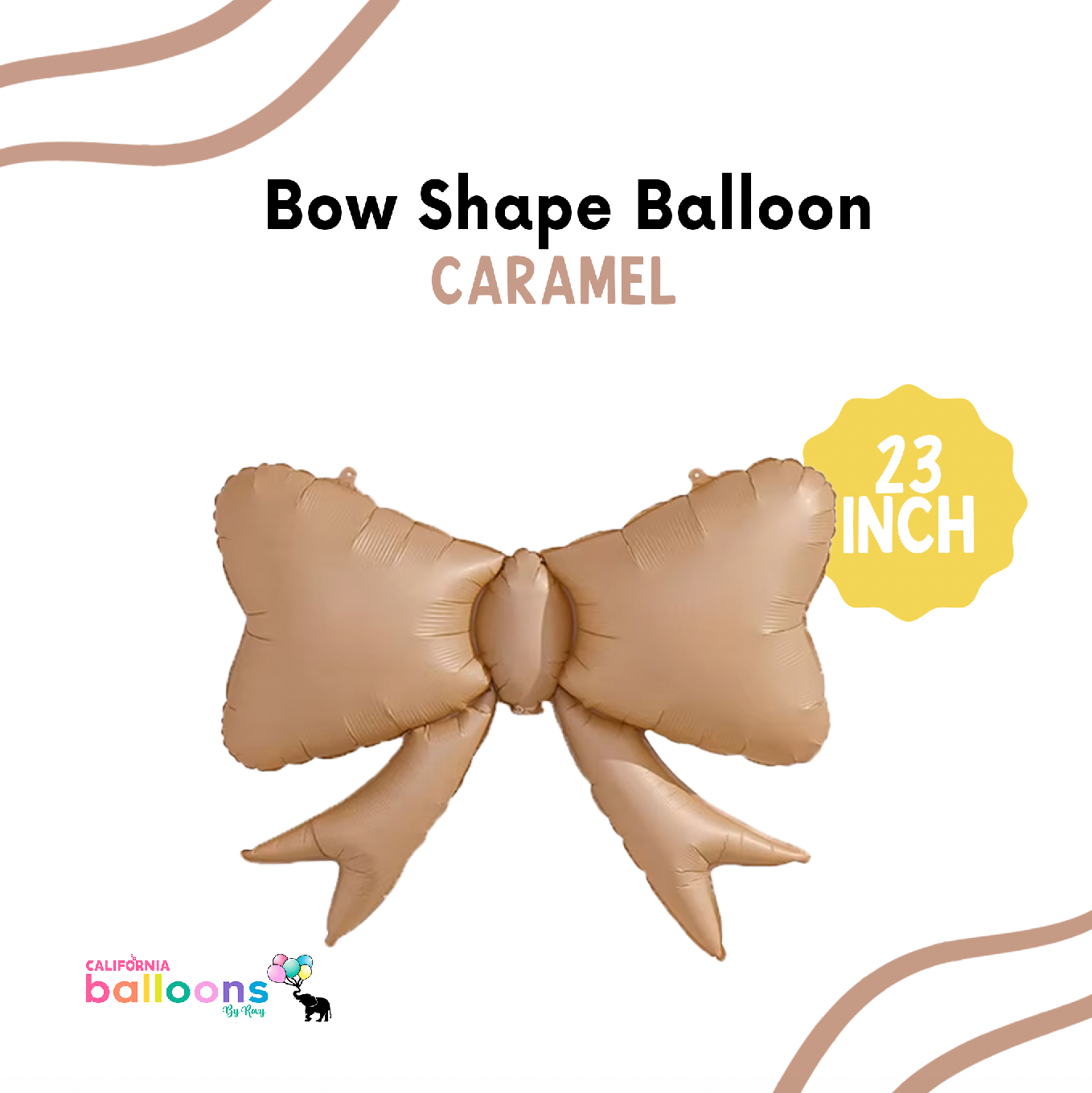 23" Caramel Brown Bow Shape Balloon (AIR-FILL ONLY)