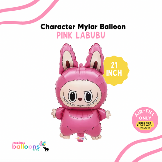 21" Pink Labubu Monster Foil Balloon - (AIR-FILL ONLY)