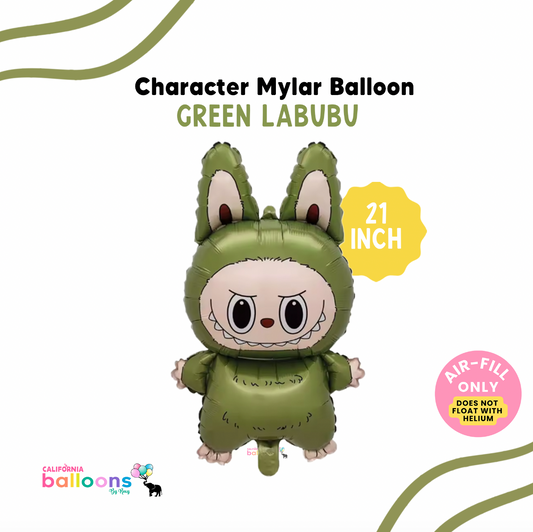 21" Green Labubu Monster Foil Balloon - (AIR-FILL ONLY)