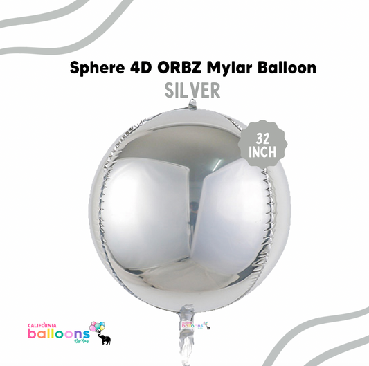 32" Silver Mylar ORBZ (Self-sealing) Balloon