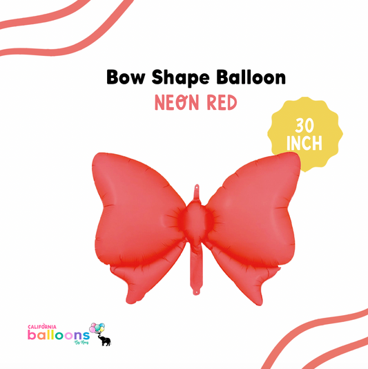30" Neon Red Bow Shape Balloon