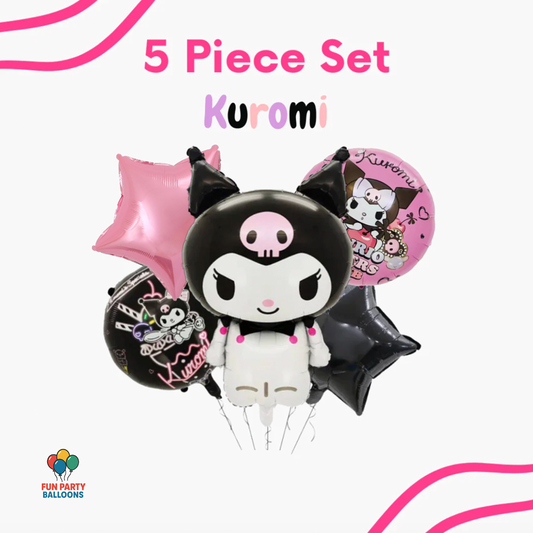 Kuromi Inspired Mylar Balloon Bouquet, 5 pc