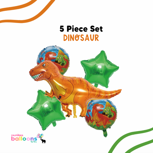 Dinosaur Mylar Balloon Bouquet, 5 pc