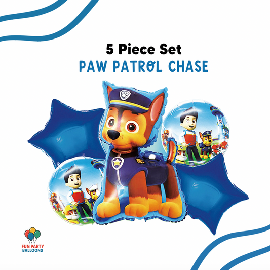 Paw Patrol Inspired Mylar Balloon Bouquet- CHASE, 5 pc