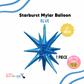27" Starburst Exploding Star Mylar Balloon - BLUE  (AIR-FILL ONLY)