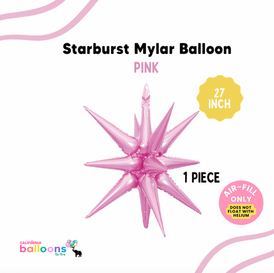 27" Starburst Exploding Star Mylar Balloon - PINK (AIR-FILL ONLY)