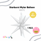 27" Starburst Exploding Star Mylar Balloon - WHITE  (AIR-FILL ONLY)