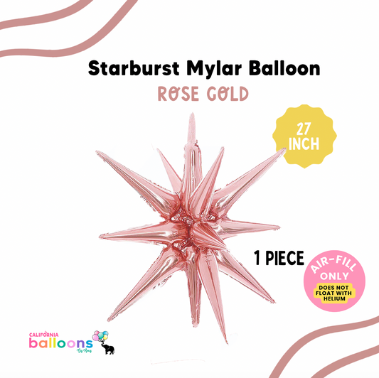 27" Starburst Exploding Star Mylar Balloon - ROSE GOLD (AIR-FILL ONLY)