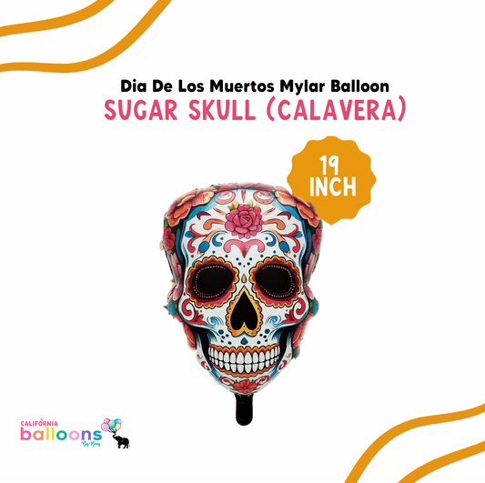 19" Sugar Skull Head - Calavera- Mylar Balloon
