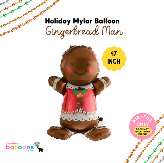 47" Gingerbread Man | Built-In Standing Base - (AIR-FILL ONLY)