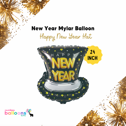 24" Happy New Year Hat  - Mylar Balloon