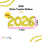 13" Connected 2026 Number Balloon (AIR-FILL ONLY) - GOLD