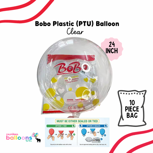 24" Bobo Plastic (PTU) Balloon 10 Piece Pack - (MUST BE SEALED)