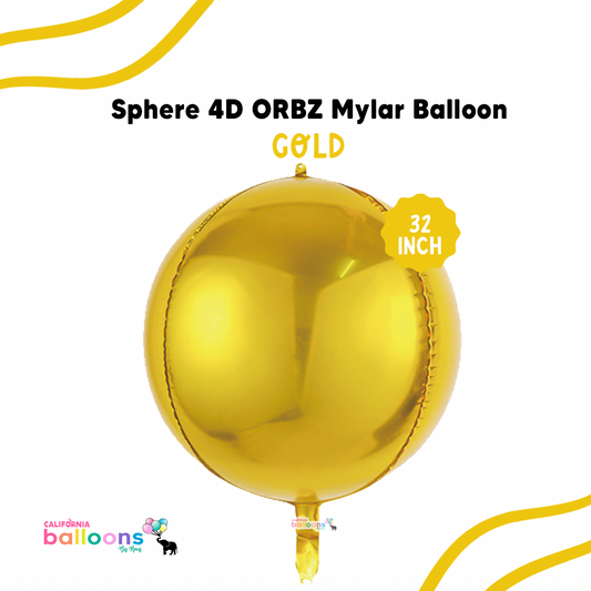 32" Gold Mylar ORBZ (Self-sealing) Balloon