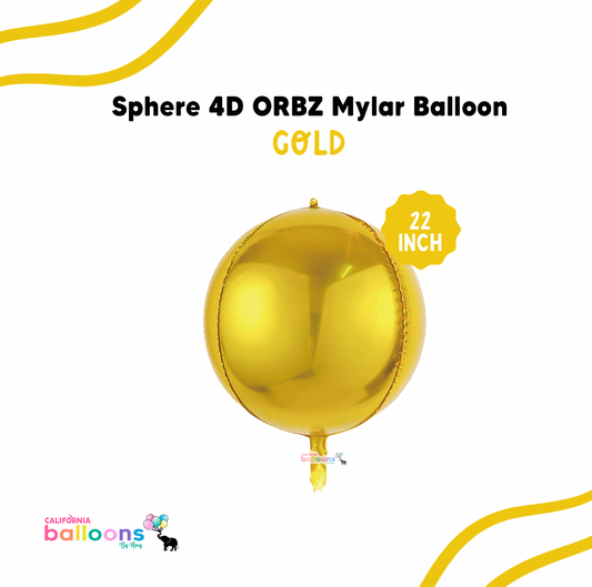 22" Gold Mylar ORBZ (Self-sealing) Balloon