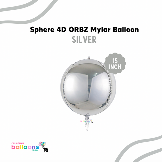 15" Silver Mylar ORBZ (Self-sealing) Balloon