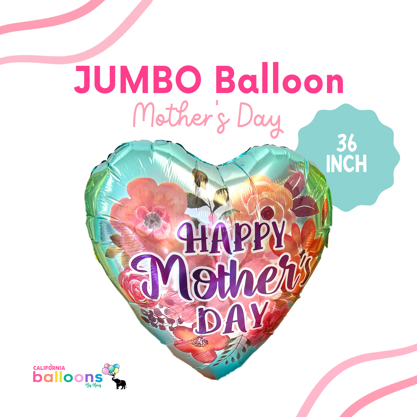 JUMBO 36" Happy Mother's Day Mylar Balloon