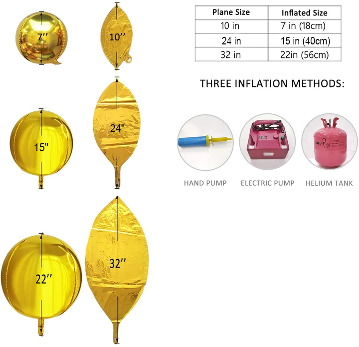 15" Gold Matte Foil ORBZ (Self-sealing) Balloon