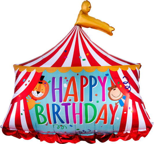 28" Circus Tent Happy Birthday Foil Balloon