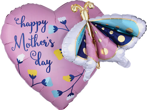26" Happy Mother's Day 3D Heart Shape Mylar Balloon
