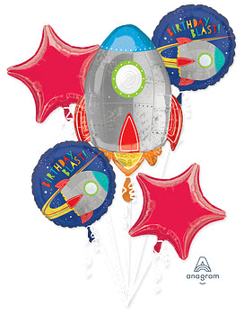 Birthday Blast Spaceship Balloon Bouquet 5pc