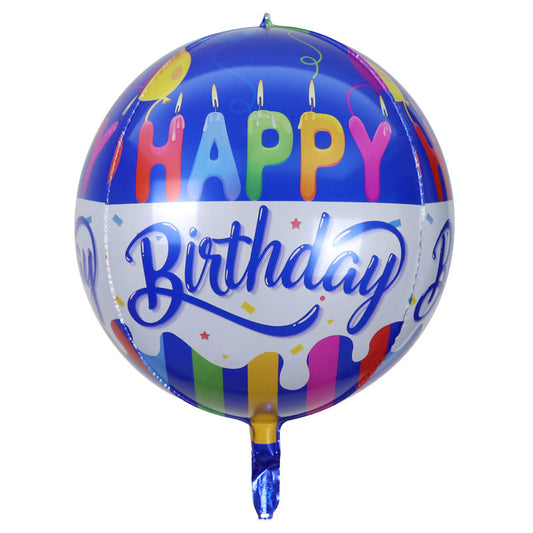 15" Happy Birthday Candles Blue Foil ORBZ (Self-sealing) Balloon