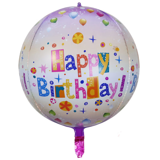 15" Happy Birthday Flower Sparkle foil ORBZ (Self-sealing) Balloon