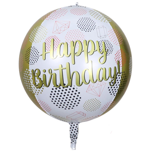 15" Happy Birthday Gold & Pink Diamond Foil ORBZ (Self-sealing) Balloon